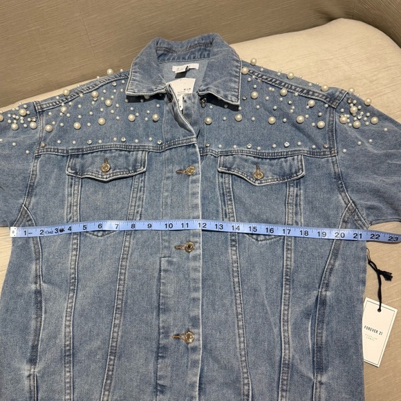 [NWT] Women Sz Sm Pearl Jean Jacket Forever 21 Premium Label - Picture 6 of 7